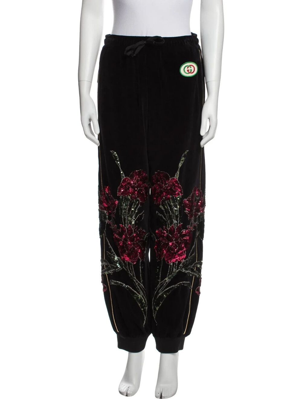 GUCCI Flower Print Sequin Embellishments Sweatpants, S (fits large), NWT